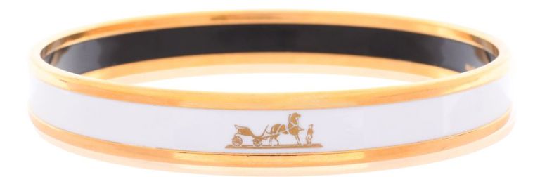Hermès Caleche white enamel bracelet