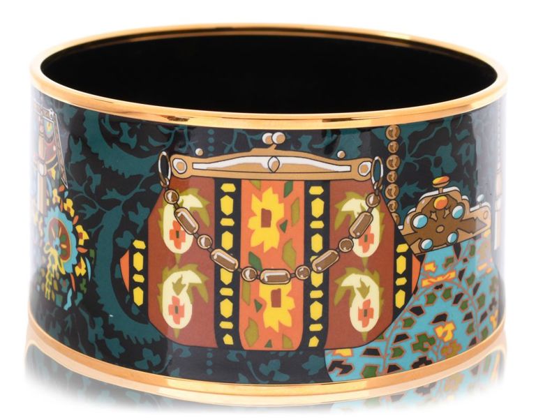 Hermès 'Cachemire de Tamara' printed enamel bangle