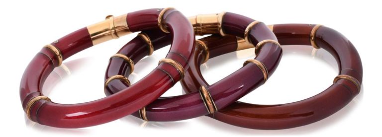 Group of three 18k yellow gold La Nouvelle Bague enamel bracelets