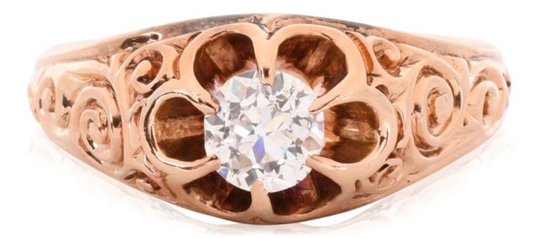 Vintage 10k yellow gold and diamond ring