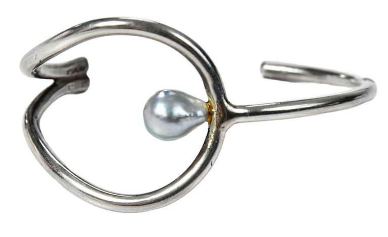 Henry Steig sterling silver and pearl cuff bracelet