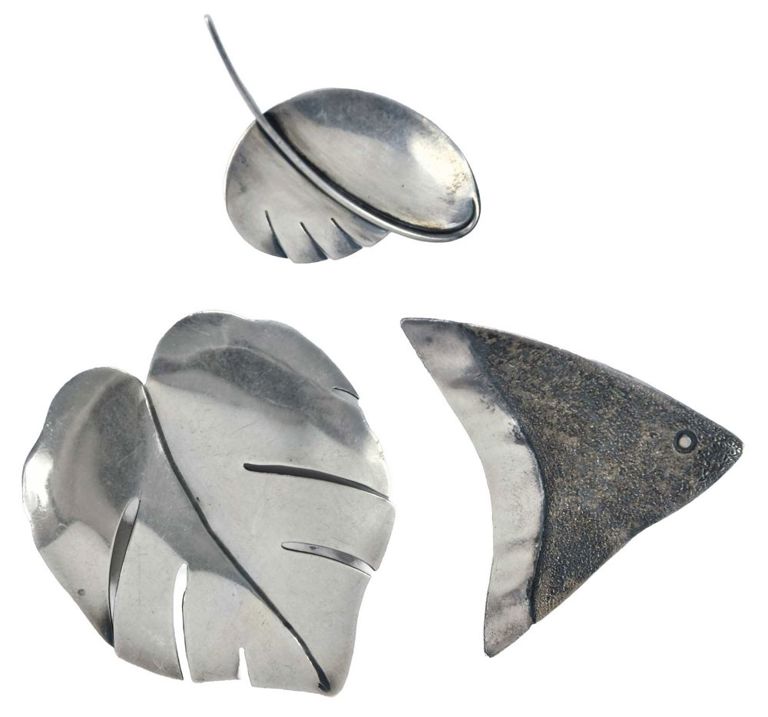 Three Henry Steig sterling silver brooches