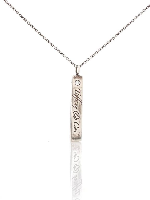 Tiffany & Co sterling silver diamond pendant necklace