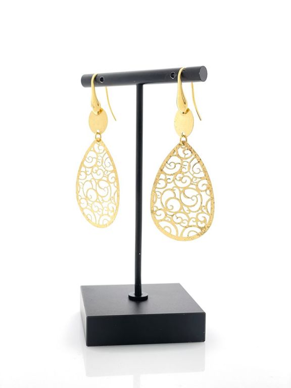 14k yellow gold openwork drop dangle earrings