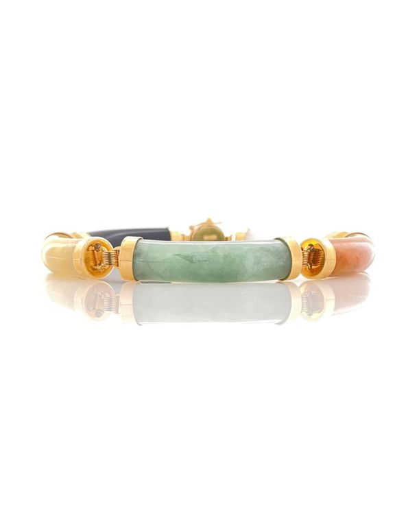 14k yellow gold multicolor jade link bracelet