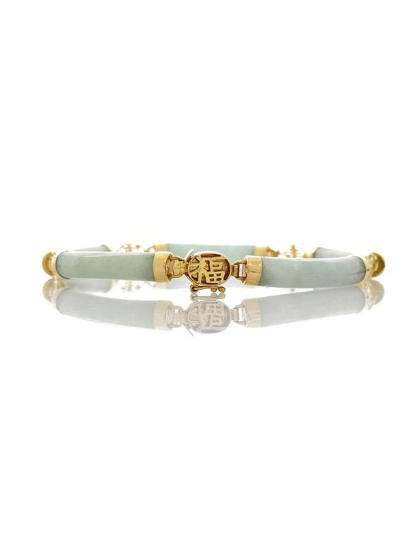 14k yellow gold jade link bracelet