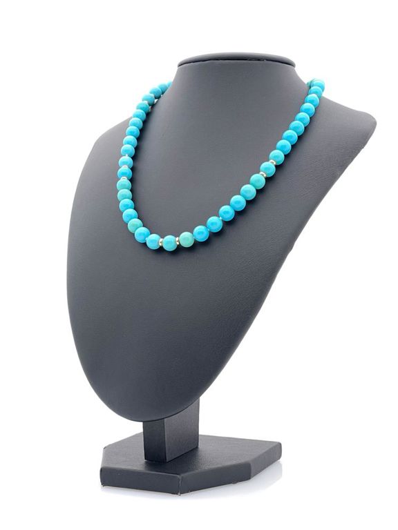 14k yellow gold turquoise bead necklace