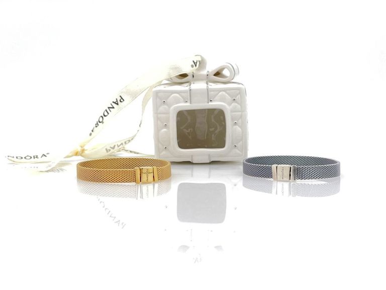 Pandora sterling silver mesh bracelets and ornament