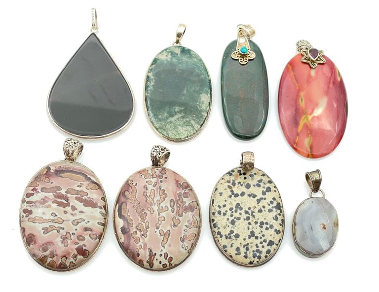 Assorted sterling silver stone pendants