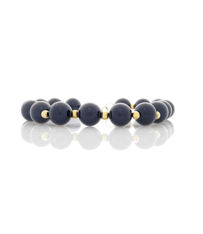 14k yellow gold onyx bead bracelet