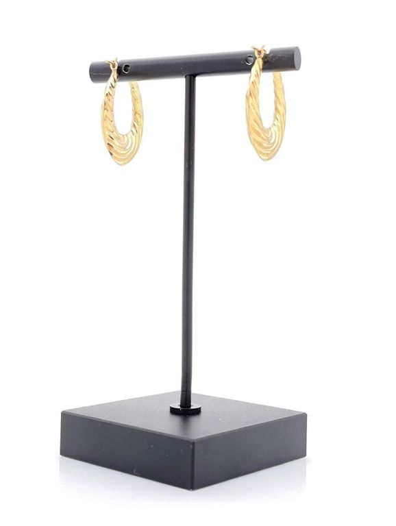 14k yellow gold hollow shrimp hoop earrings