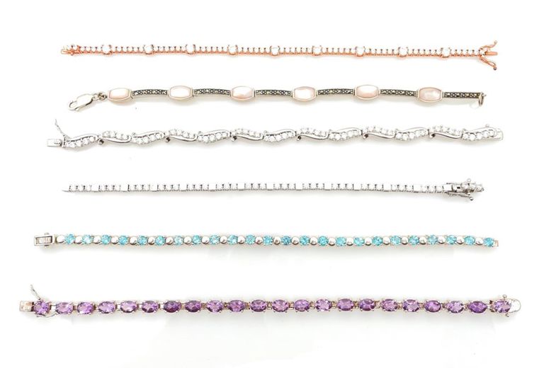 Sterling silver cubic zirconia mother of pearl bracelets