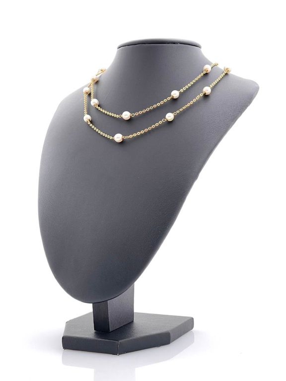 14k yellow gold pearl station necklace