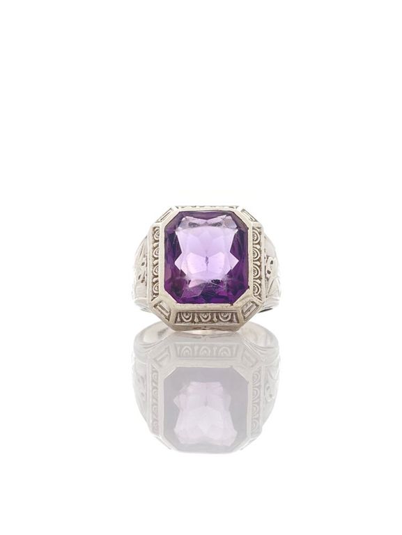 14k white gold amethyst ring