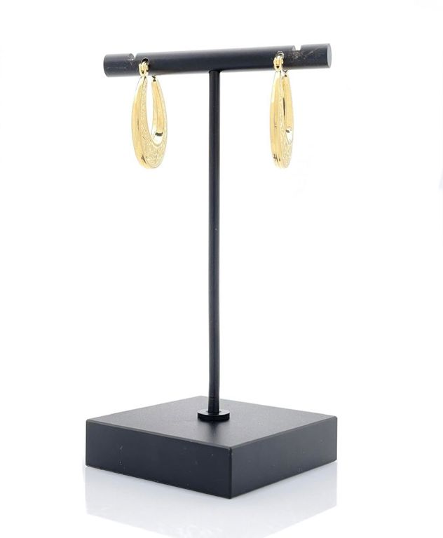 14k yellow gold floral hoop earrings