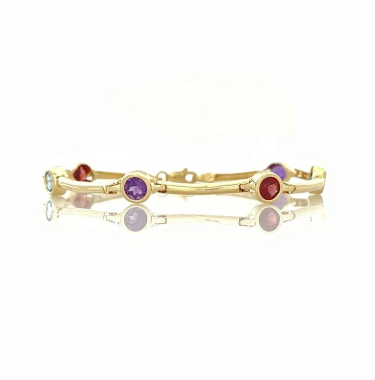 14k yellow gold multicolor gemstone bracelet