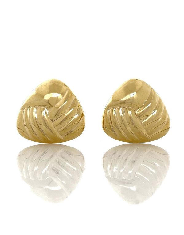 14k yellow gold hollow clip-on earrings