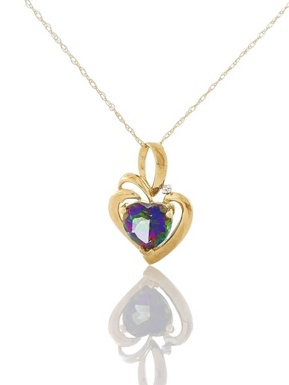 10k yellow gold mystic topaz pendant necklace