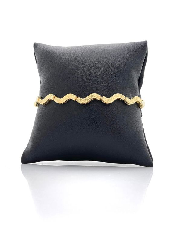 14k yellow gold wave link Greek key bracelet