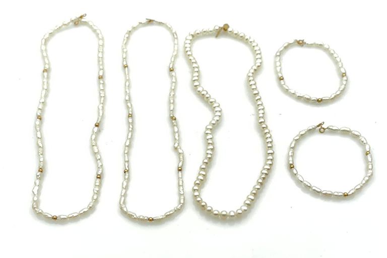14k yellow gold pearl necklaces and bracelets