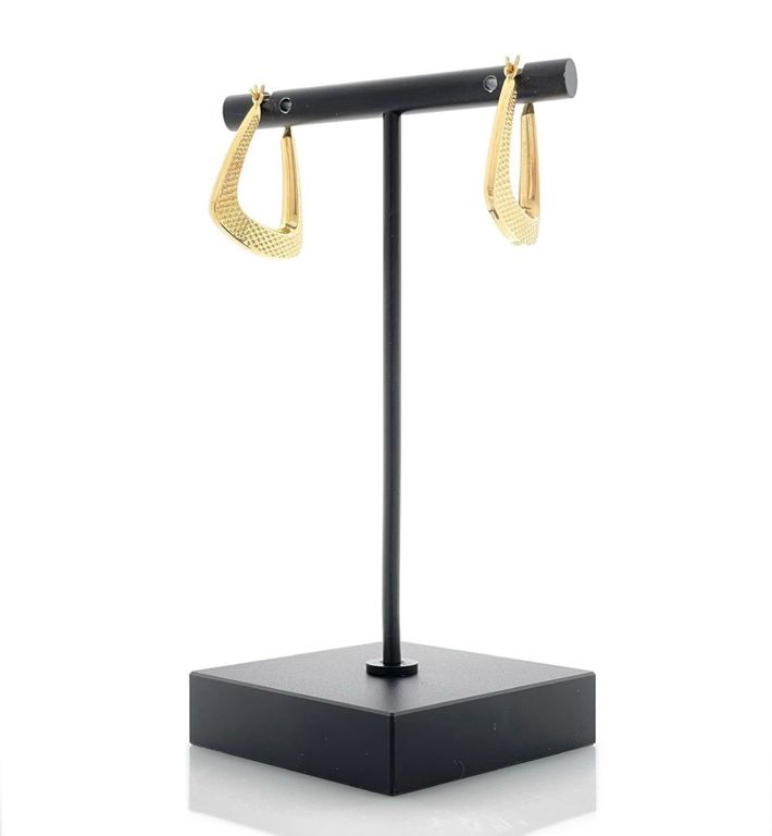 14k yellow gold textured hoop earrings