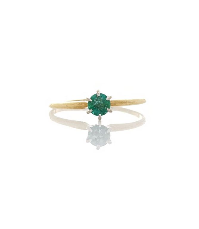 14k yellow gold emerald solitaire ring