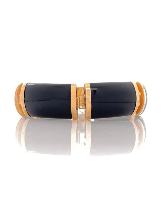 14k yellow gold onyx link bracelet