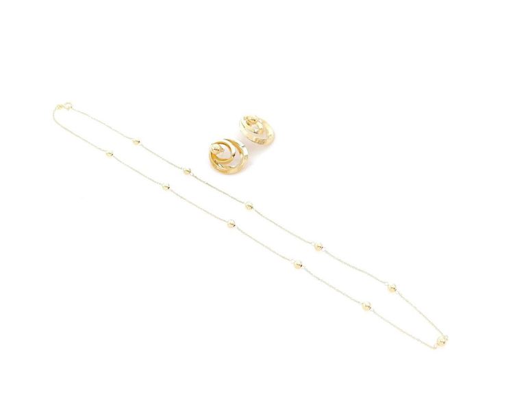 Hana 14k yellow gold station necklace and earrings