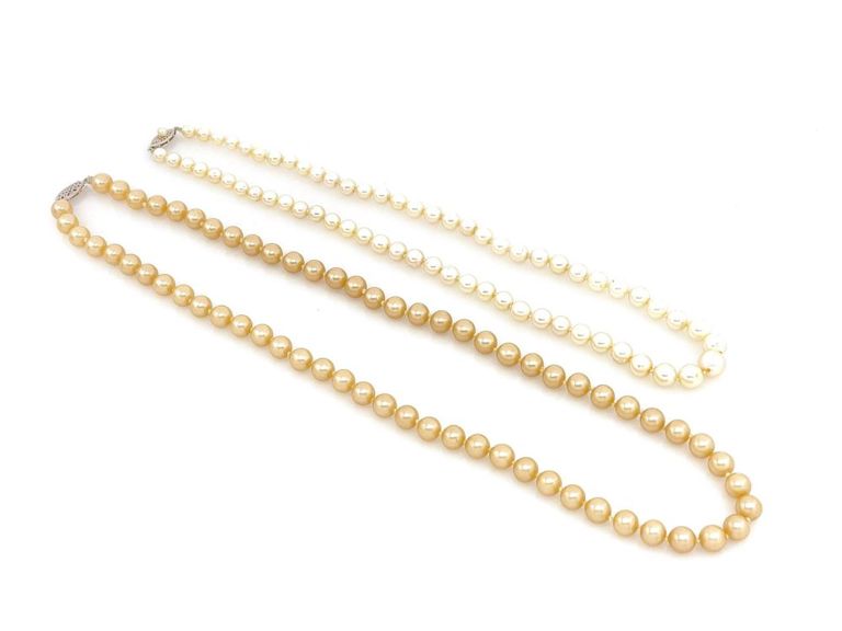 14k white gold pearl strand necklaces