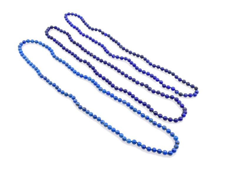 3pc lapis beaded necklaces