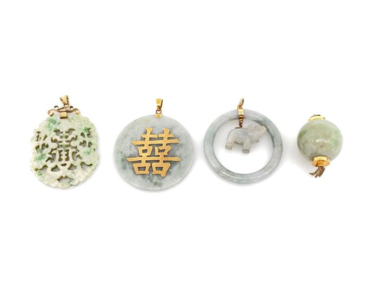 14k yellow gold jade pendants