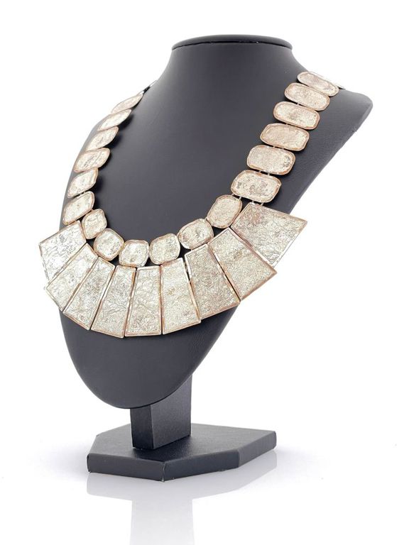 Sterling silver reticulated plume textures necklace