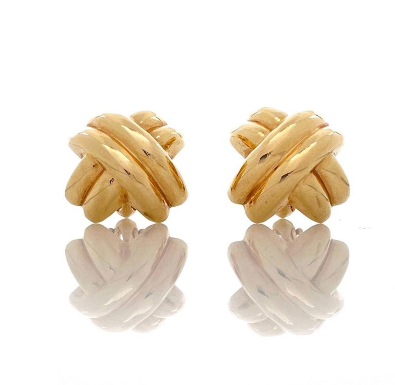 14k gold hollow x clip on earrings