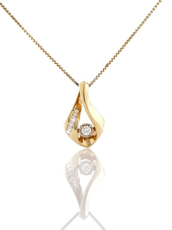14k yellow gold diamond pendant necklace