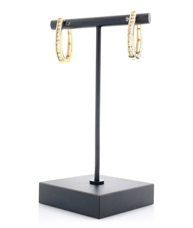 10k yellow gold diamond hoop earrings
