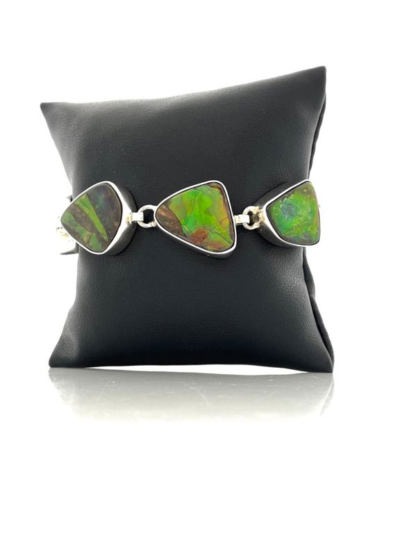 Sterling silver ammolite link bracelet