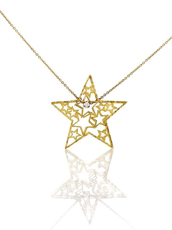 10k yellow gold star pendant necklace