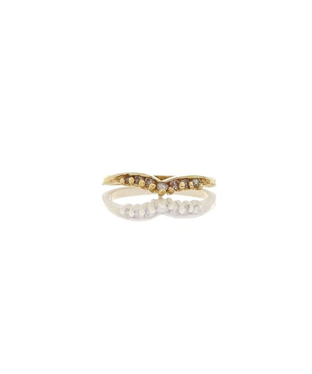 14k yellow gold diamond chevron ring