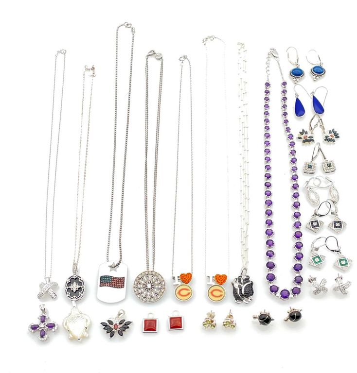 Assorted sterling silver gemstone jewelry lot