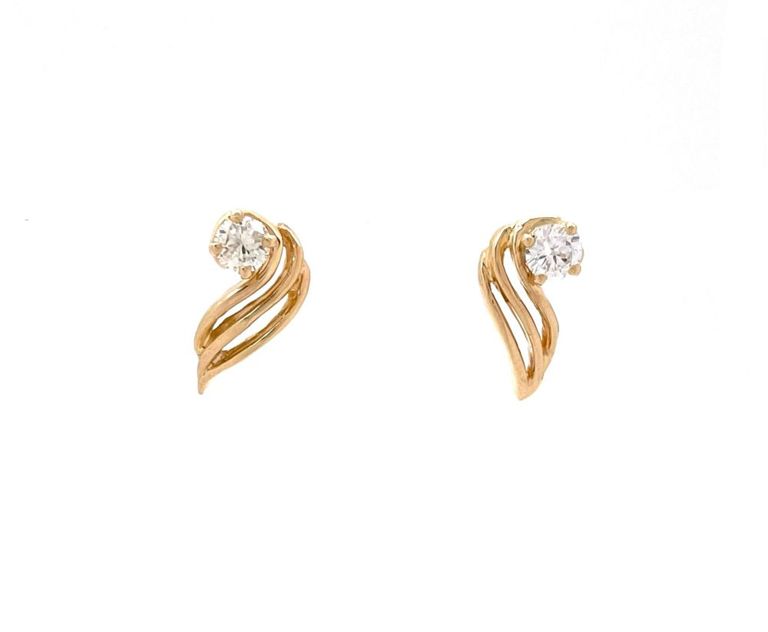 14k yellow gold diamond wing earrings
