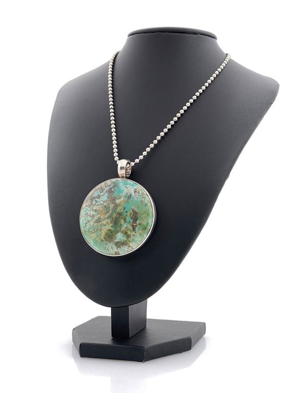 Stephen Dweck sterling silver turquoise pendant necklace