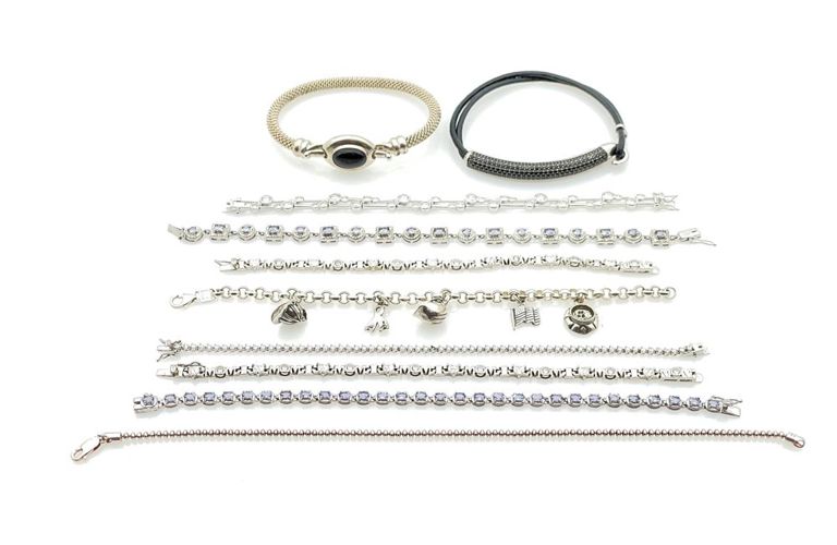 10pc sterling silver gemstone bracelets