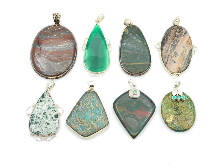 Assorted sterling silver stone pendants