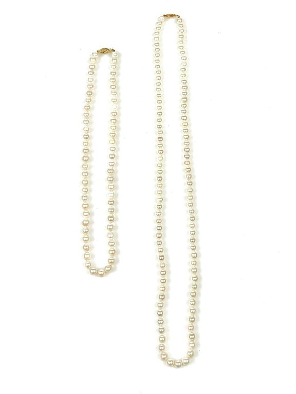 14k yellow gold pearl strand necklaces