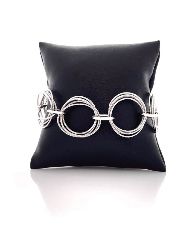14k white gold multi-circle link bracelet