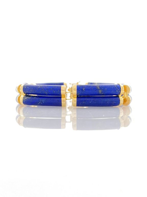 14k yellow gold 2-row lapis link bracelet
