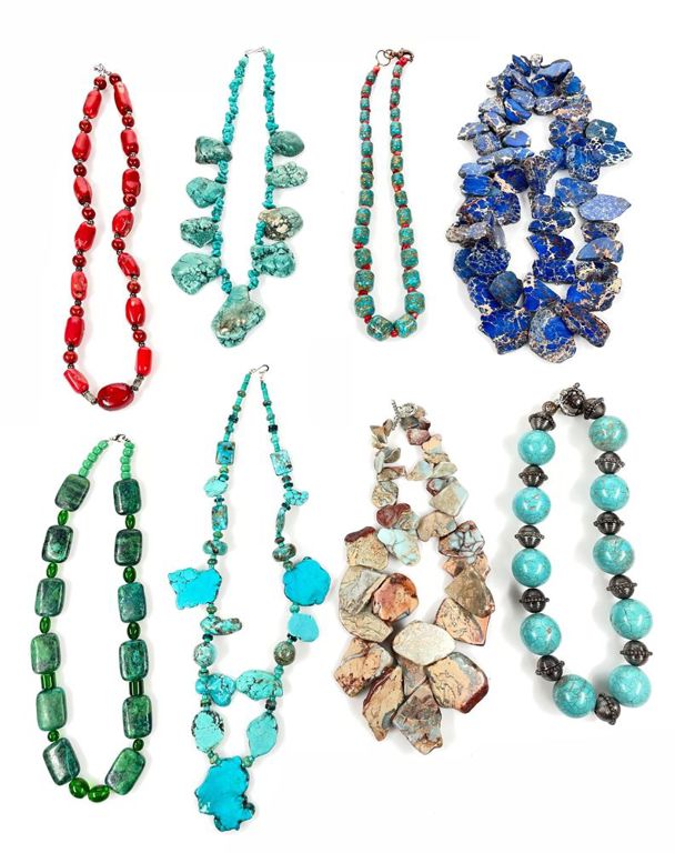 8pc assorted stone necklaces