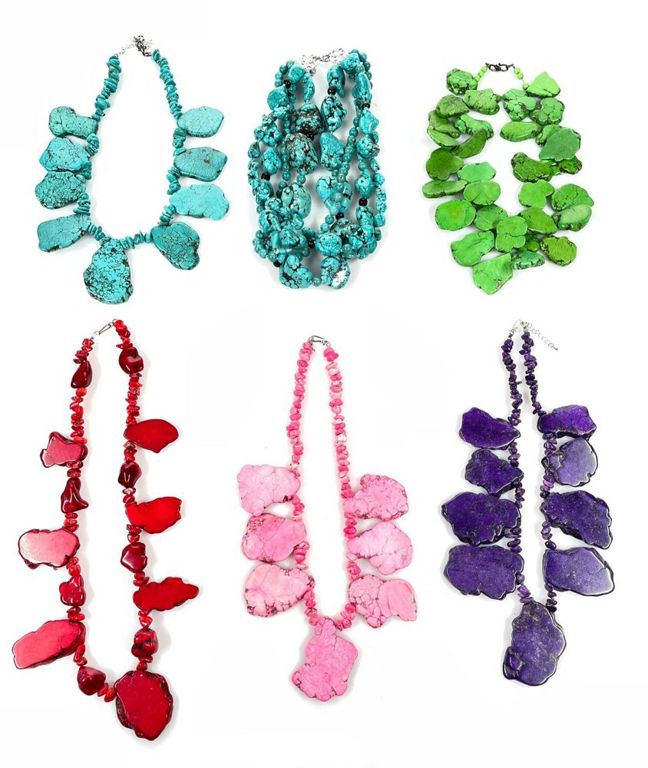 6pc chunky stone necklaces