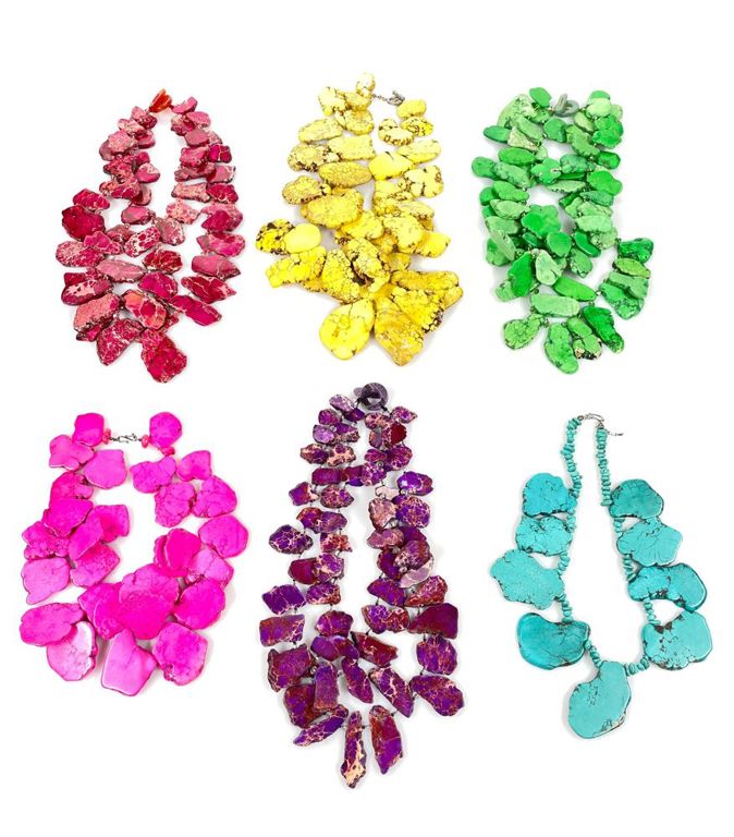 6pc assorted chunky stone necklaces