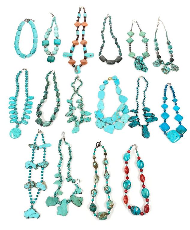 15pc assorted stone necklaces